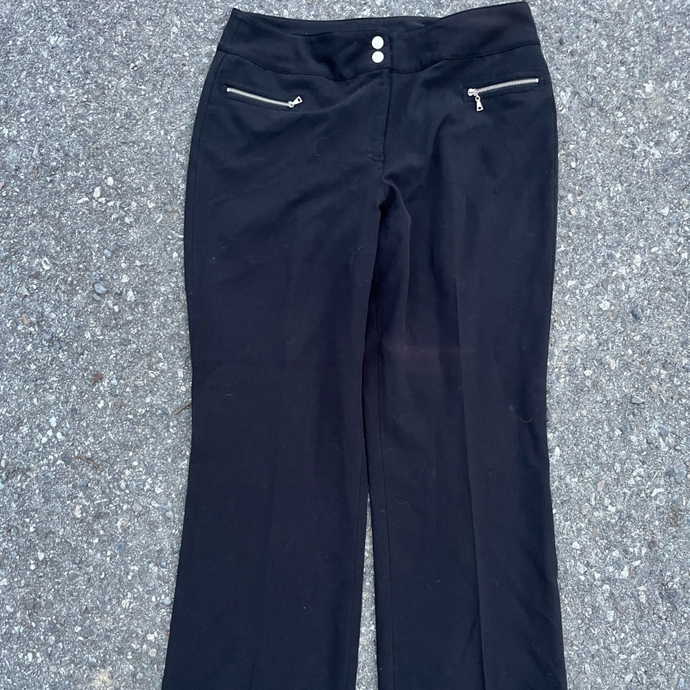 JOSEPHINE CHAUS PETITE BLACK DRESS PANTS 10P SILVER ZIPPER ACCENTS